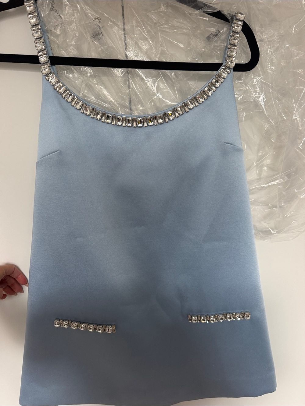Retrofête REILLY EMBELLISHED DRESS Light Blue Mini Dress